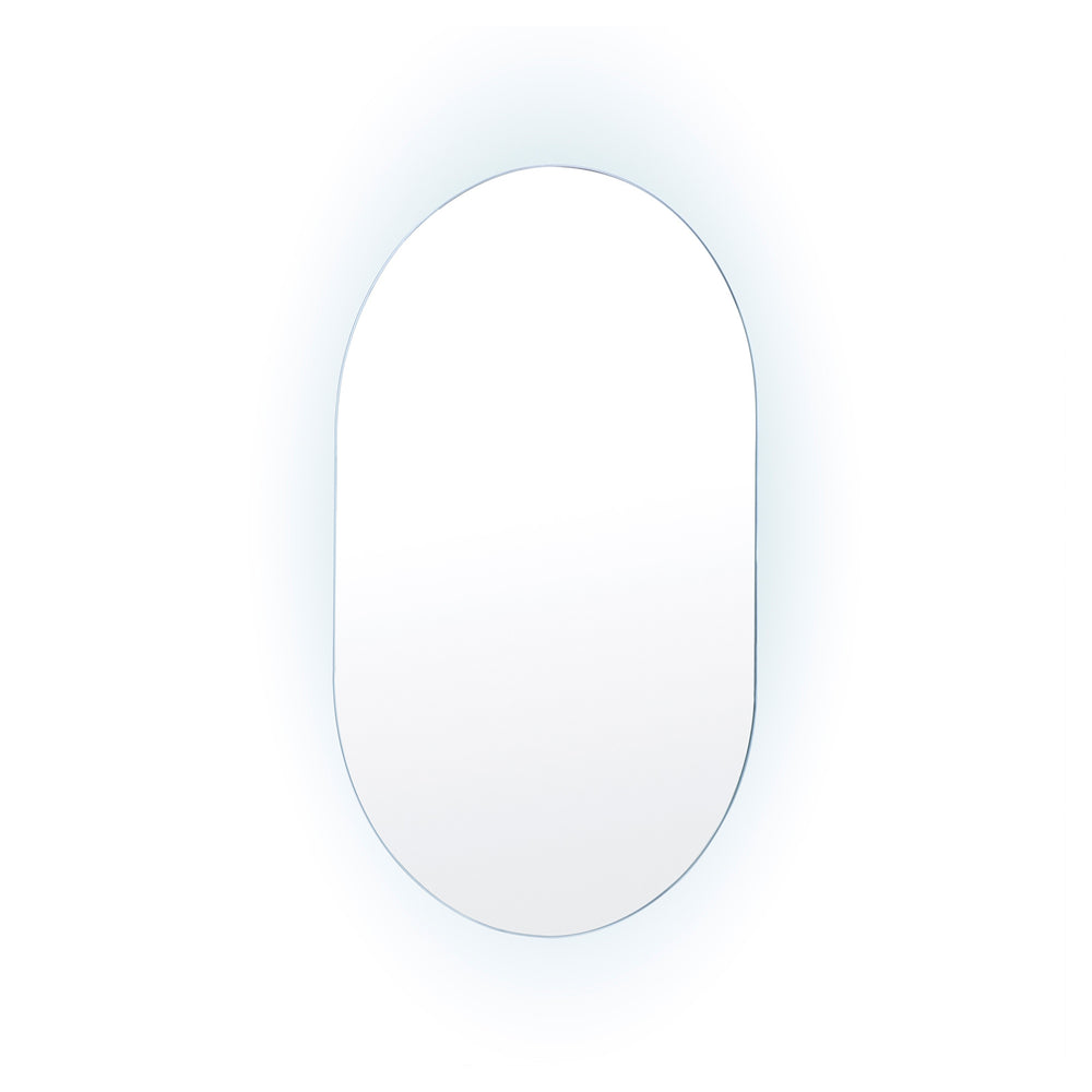 LED Anti Fog Wall Mirror Oval Aluminum Frame Bathroom Vanity 50x75cm Homecoze