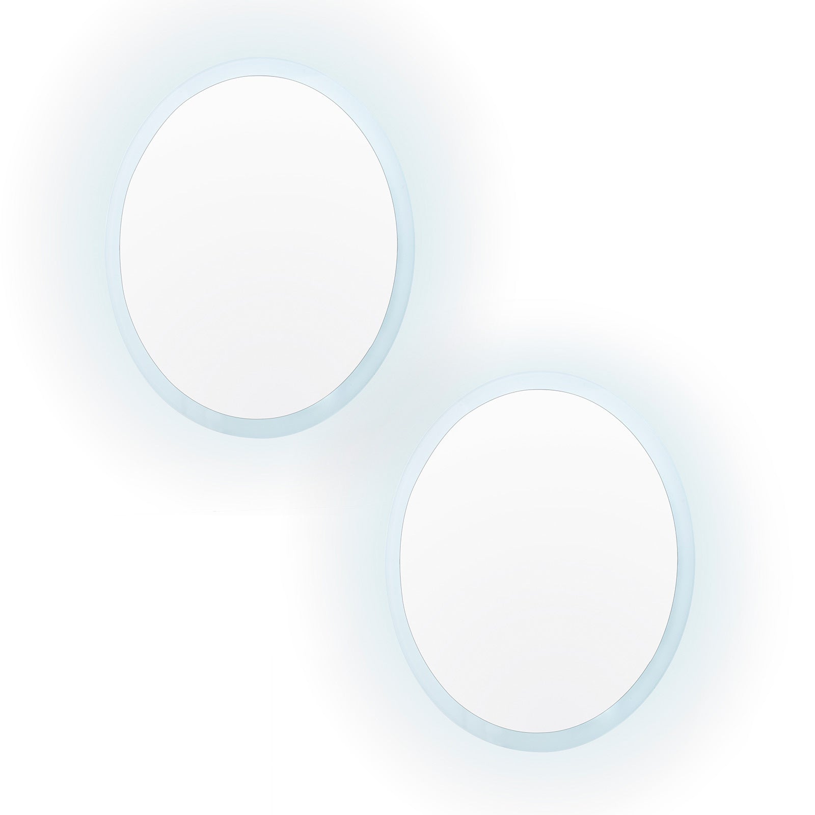 Set of 2 LED Anti Fog Wall Mirror Round Aluminum Frame Bathroom Vanity 50cm Homecoze