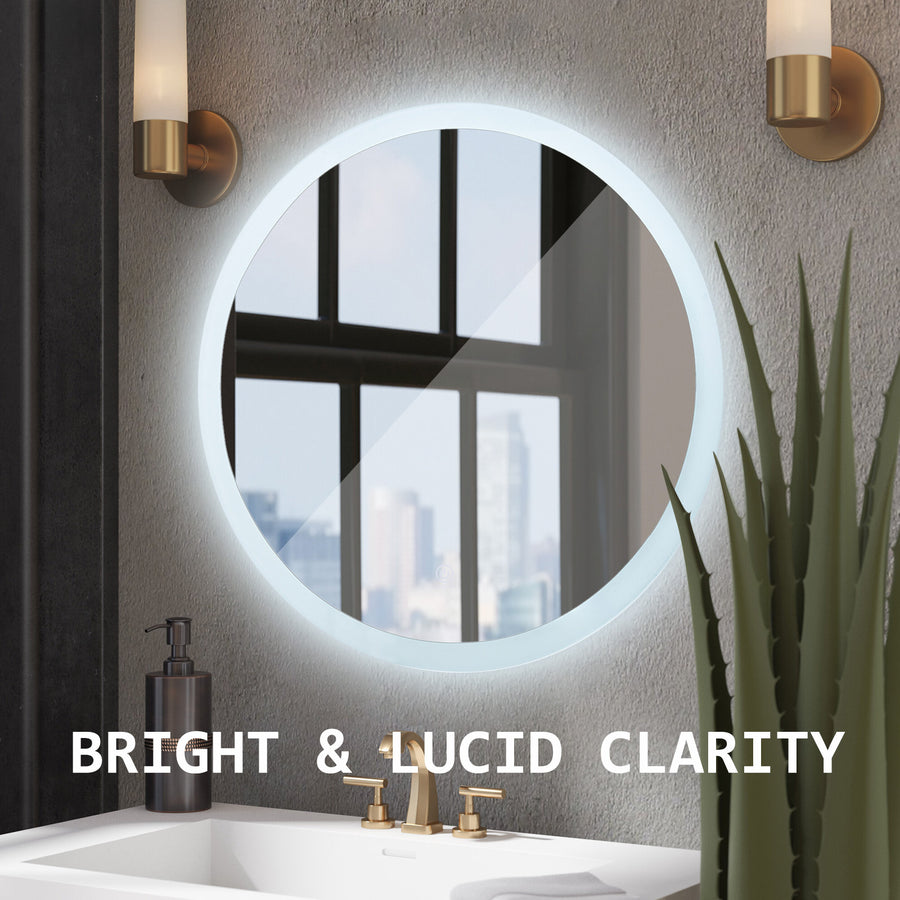 Set of 2 LED Anti Fog Wall Mirror Round Aluminum Frame Bathroom Vanity 50cm Homecoze
