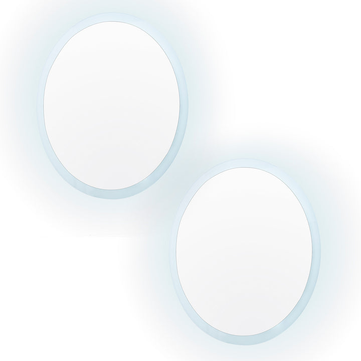 Set of 2 LED Anti Fog Wall Mirror Round Aluminum Frame Bathroom Vanity 70cm Homecoze