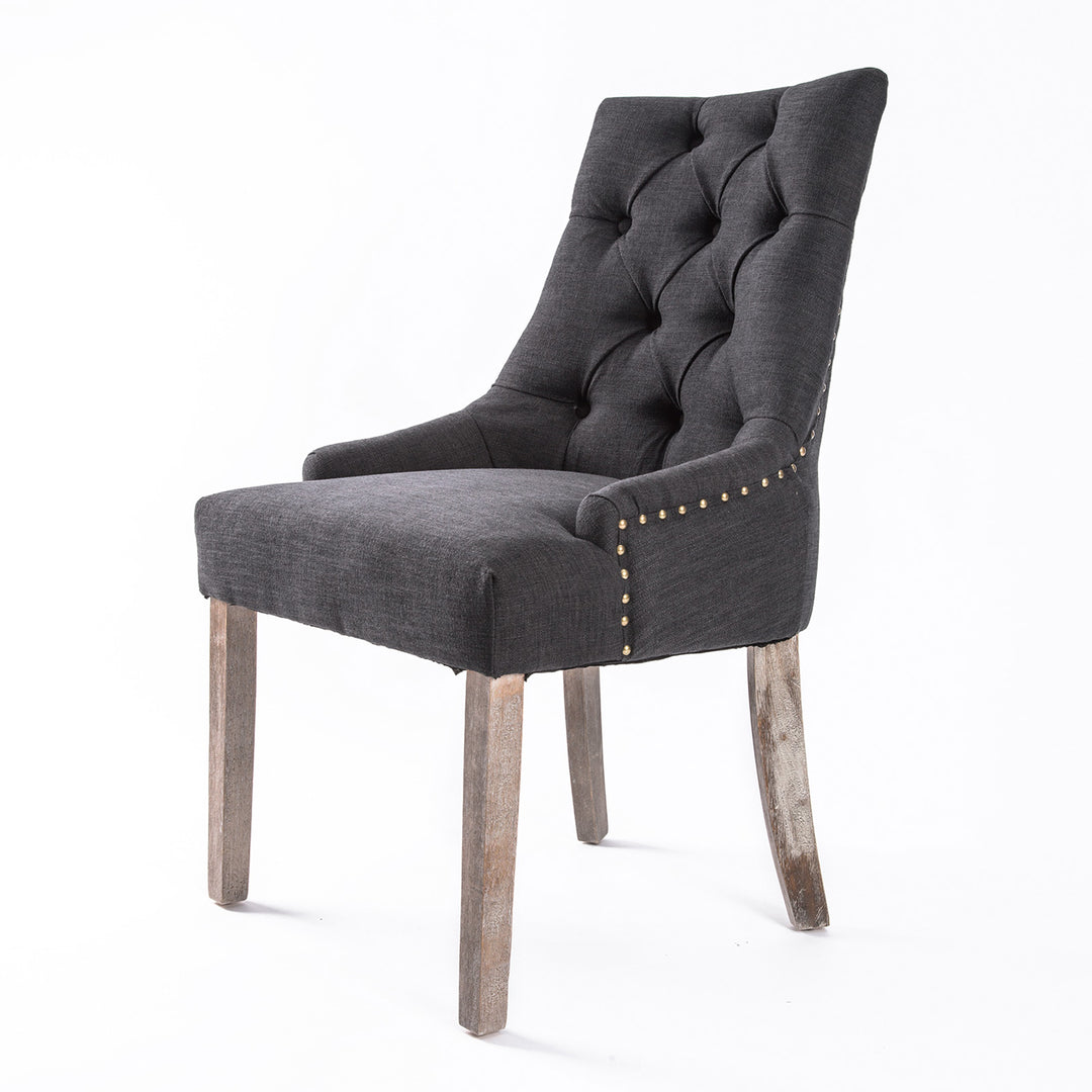 French Provincial Dining Chair Amour Oak Leg - Charcoal Homecoze