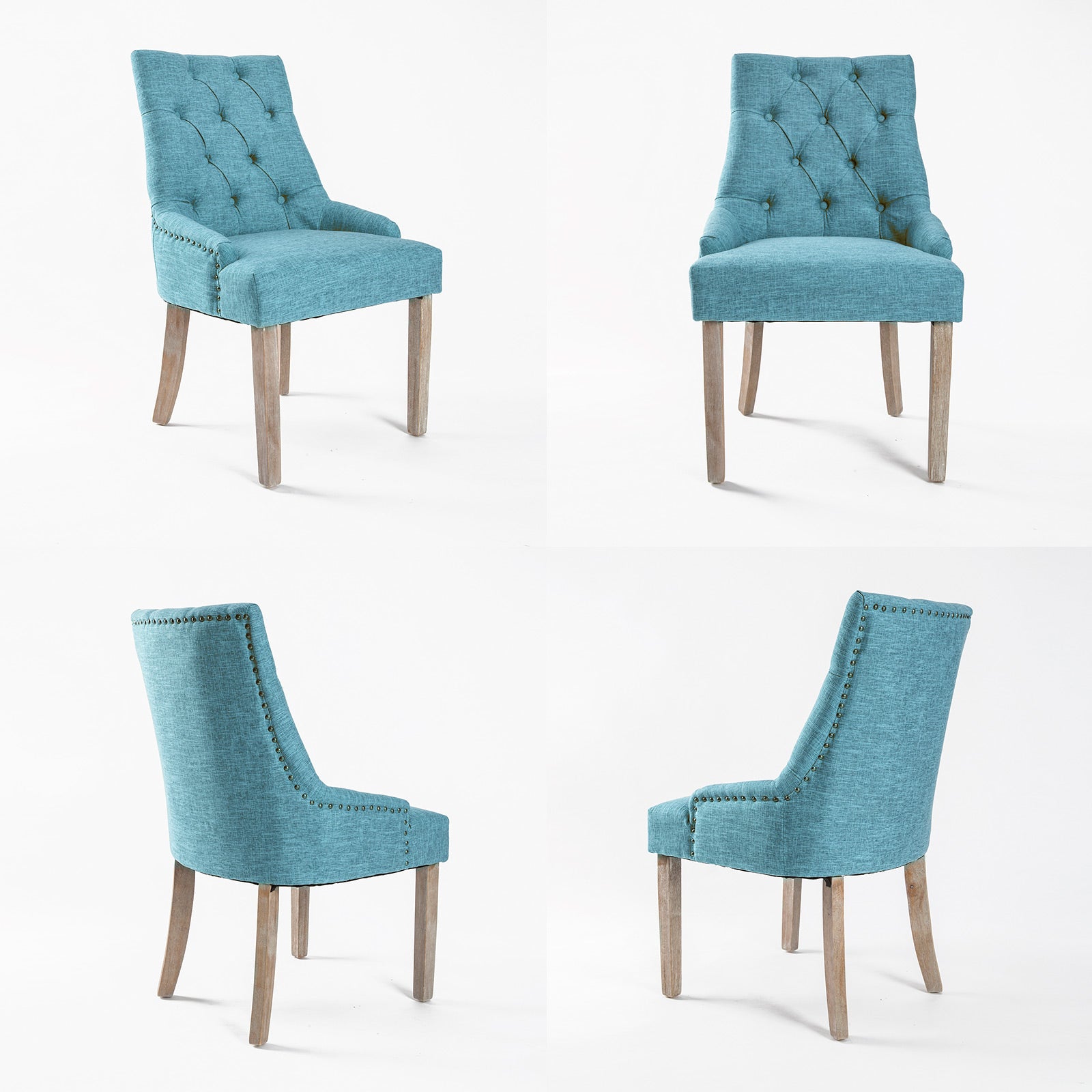 French Provincial Dining Chair Amour Oak Leg - Blue Homecoze