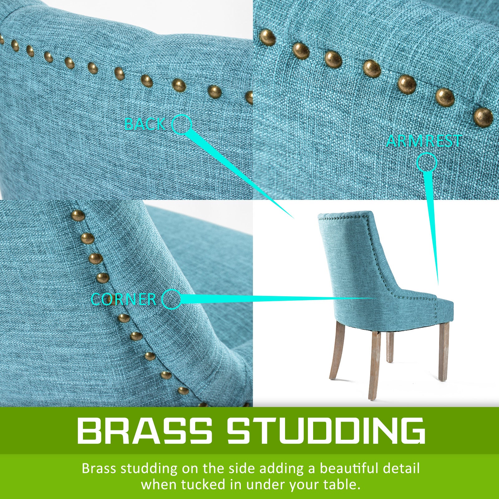 French Provincial Dining Chair Amour Oak Leg - Blue Homecoze