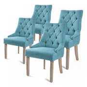 Set of 4 French Provincial Dining Chair Amour Oak Leg - Blue Homecoze