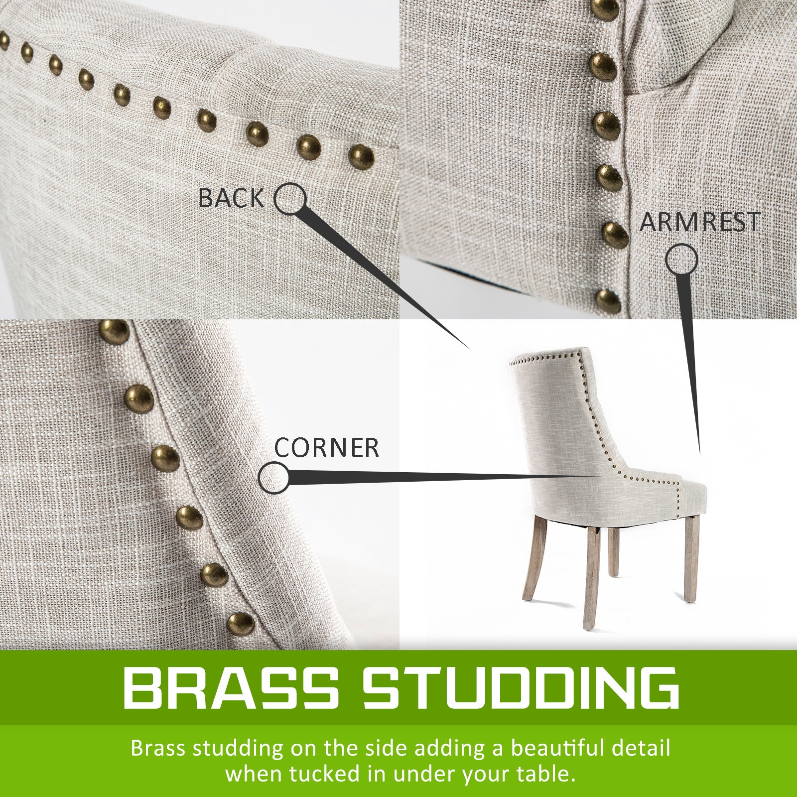 French Provincial Dining Chair Amour Oak Leg - Cream Homecoze