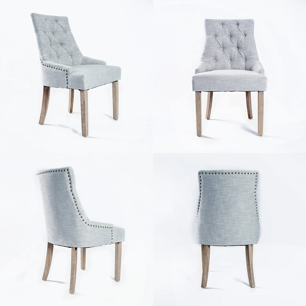 Set of 4 French Provincial Dining Chair Amour Oak Leg - Grey Homecoze