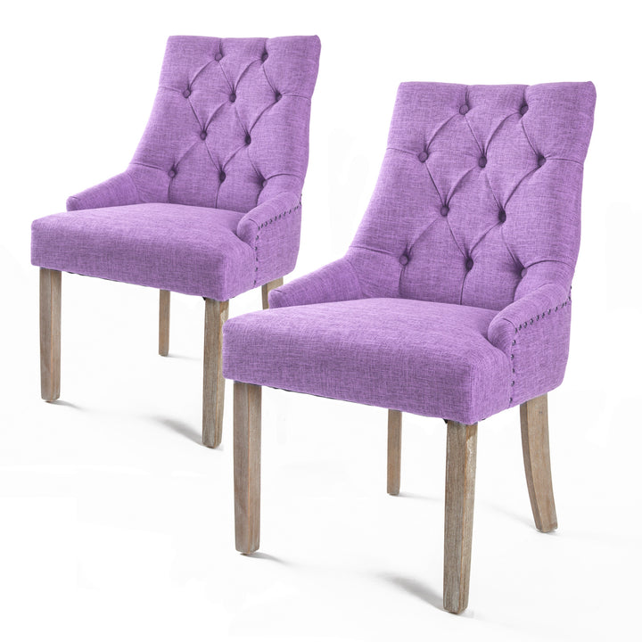 Set of 2 French Provincial Dining Chair Amour Oak Leg - Violet Homecoze