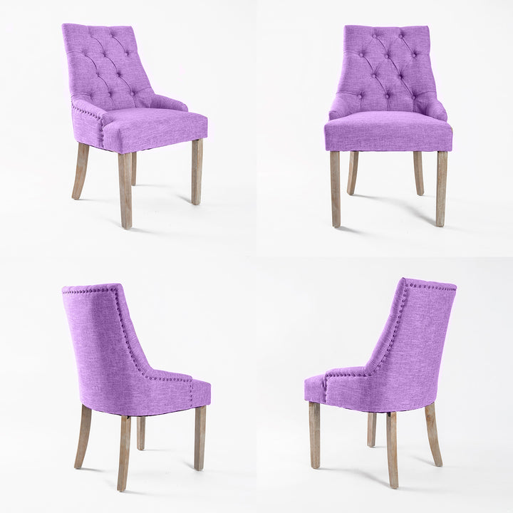 Set of 4 French Provincial Dining Chair Amour Oak Leg - Violet Homecoze