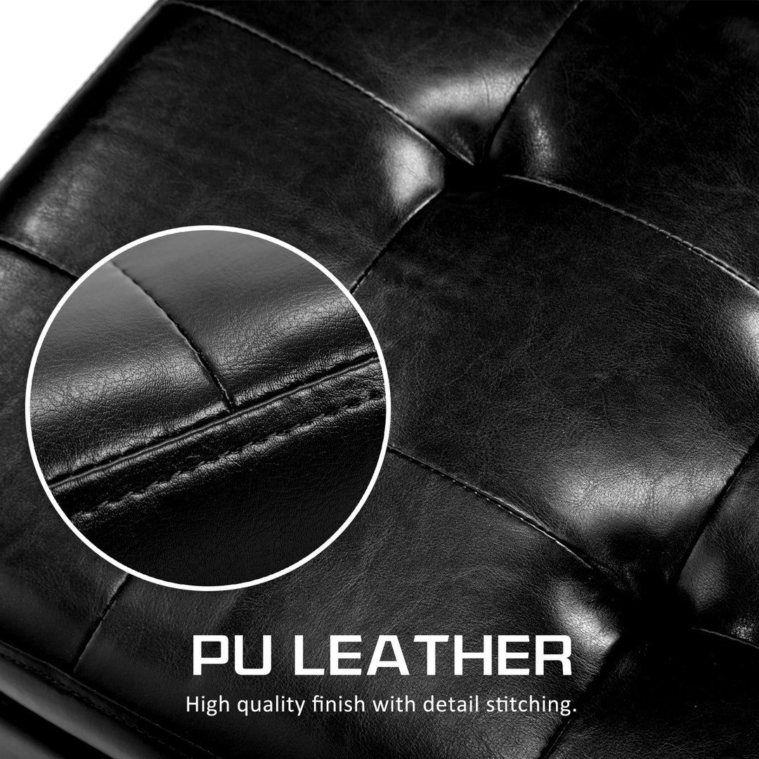 Black PU Leather Storage Blanket Box Ottoman Stool - 102cm Homecoze