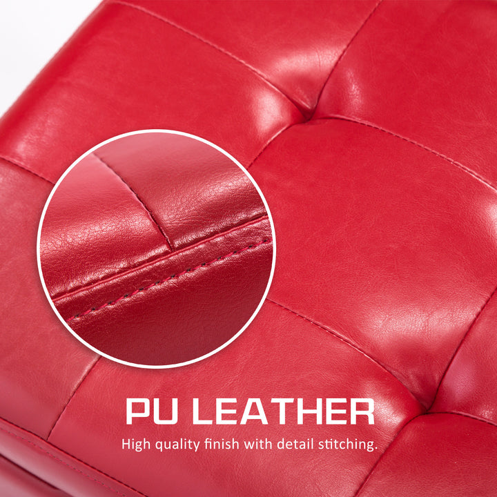 Red PU Leather Storage Blanket Box Ottoman Stool - 102cm Homecoze