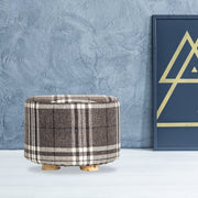 Lattice Fabric Ottoman Round Wooden Leg Foot Stool Homecoze