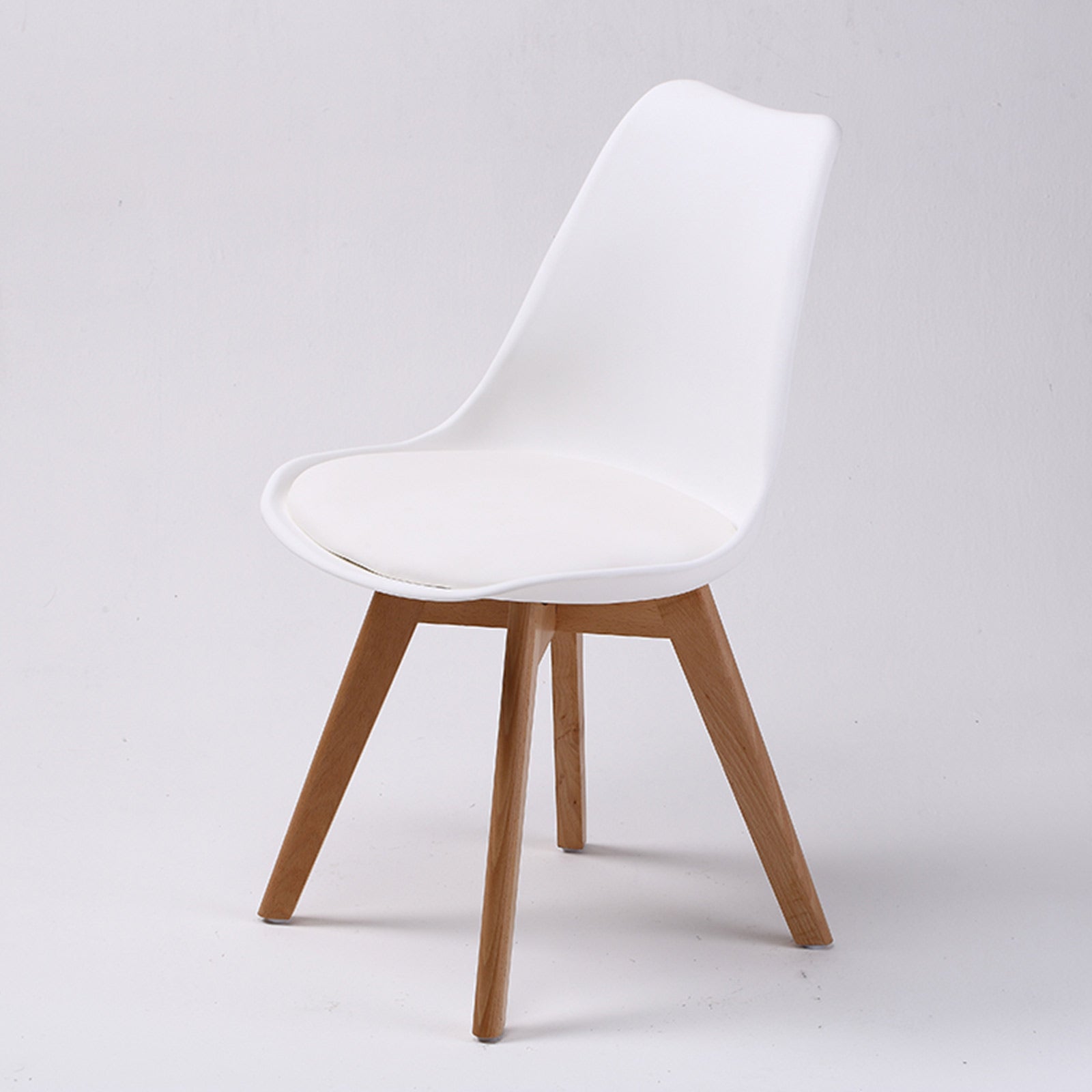 Set of 2 Café Dining Chairs PU Leather Padded Seat - White Homecoze