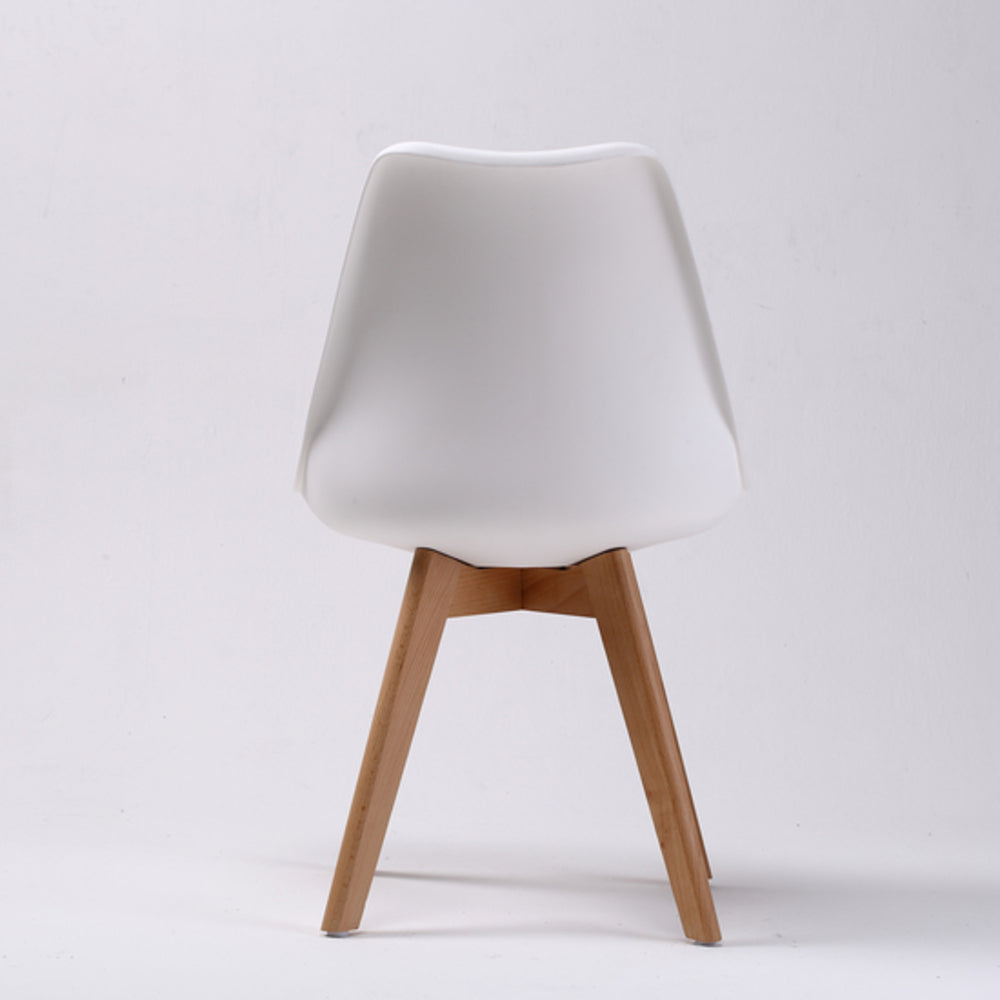 Set of 2 Café Dining Chairs PU Leather Padded Seat - White Homecoze