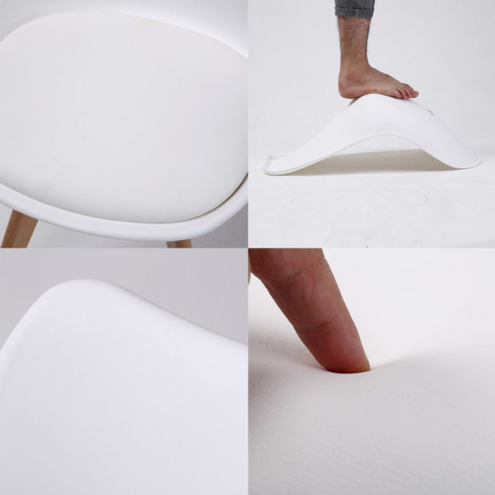 Set of 4 Retro Dining Cafe Chair Padded Seat - White Homecoze