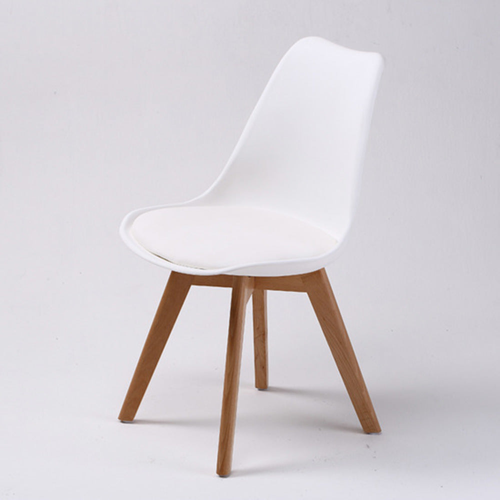 Set of 4 Retro Dining Cafe Chair Padded Seat - White Homecoze