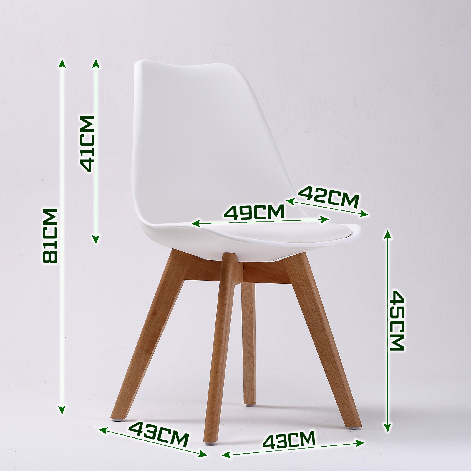 Set of 4 Retro Dining Cafe Chair Padded Seat - White Homecoze