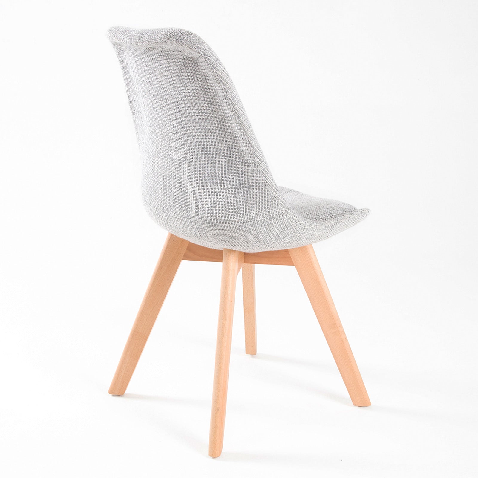 Set of 2 Retro Dining Café Chairs with Padded Seat - Grey Fabric Homecoze