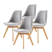 Set of 4 Retro Dining Café Chair in Fabric with Padded Seat - Grey Homecoze