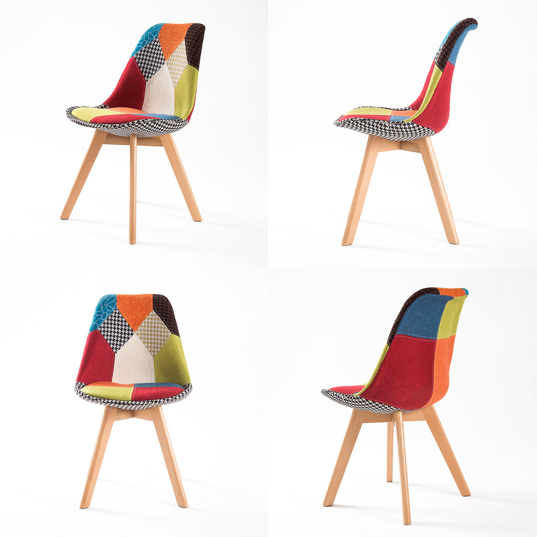 Set of 2 Retro Dining Café Chairs with Padded Seat - Multicolour Homecoze