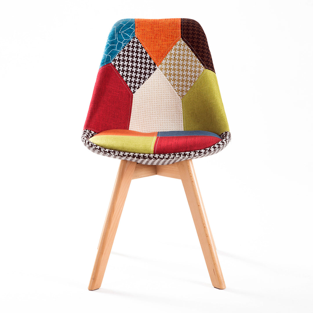 Set of 2 Retro Dining Café Chairs with Padded Seat - Multicolour Homecoze