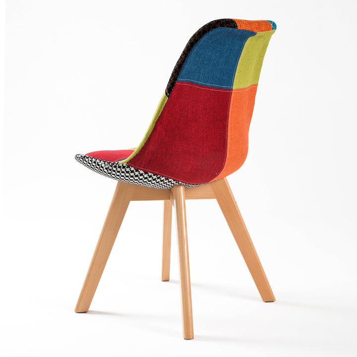 Set of 2 Retro Dining Café Chairs with Padded Seat - Multicolour Homecoze