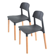 Set of 2 Black Retro Belloch Stackable Dining Cafe Chairs - Black Homecoze