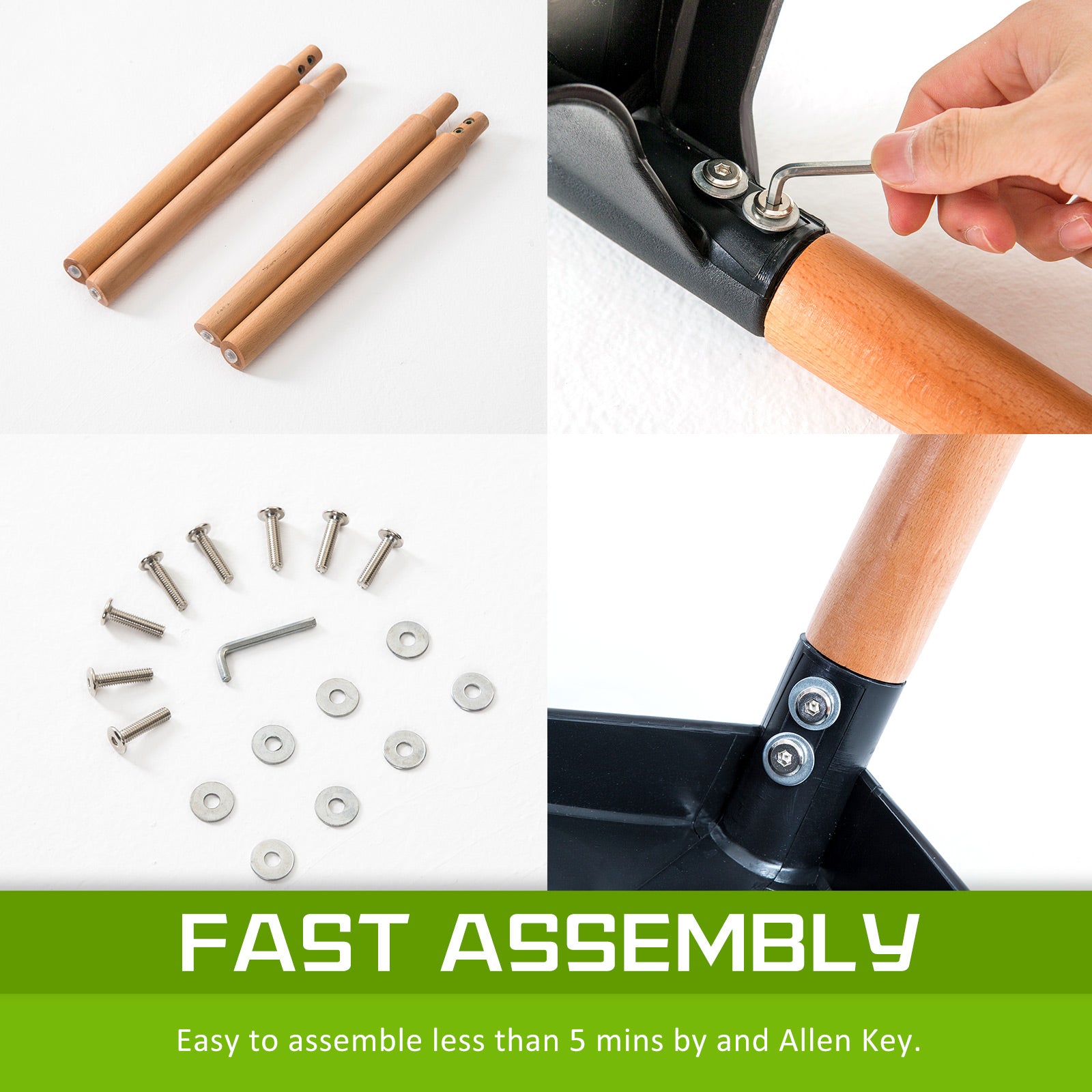 Set of 4 Black Retro Belloch Stackable Dining Cafe Chairs - Black Homecoze