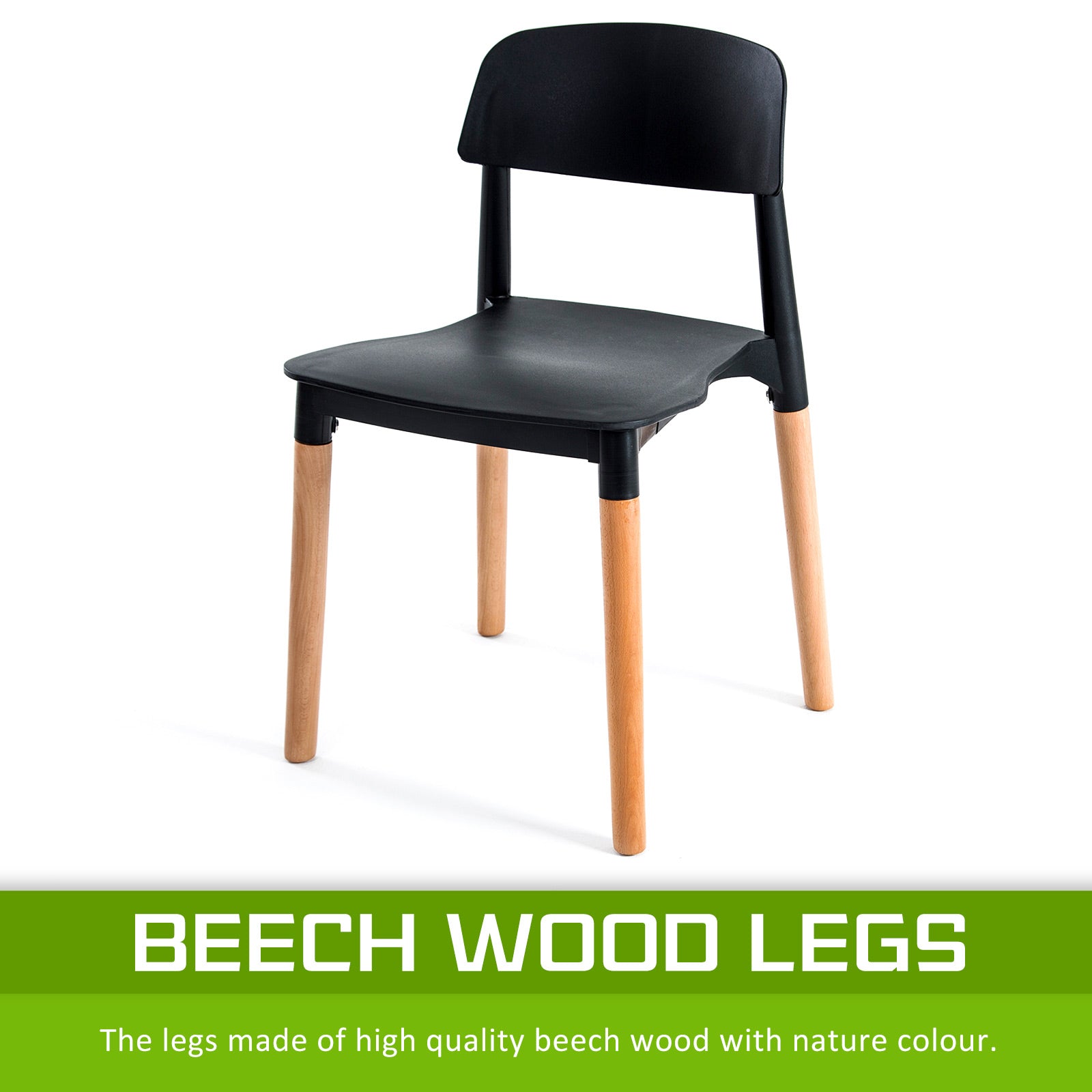 Set of 4 Black Retro Belloch Stackable Dining Cafe Chairs - Black Homecoze