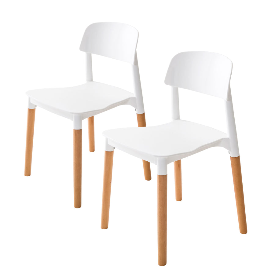 Set of 2 Set Retro Belloch Stackable Dining Cafe Chair - White Homecoze