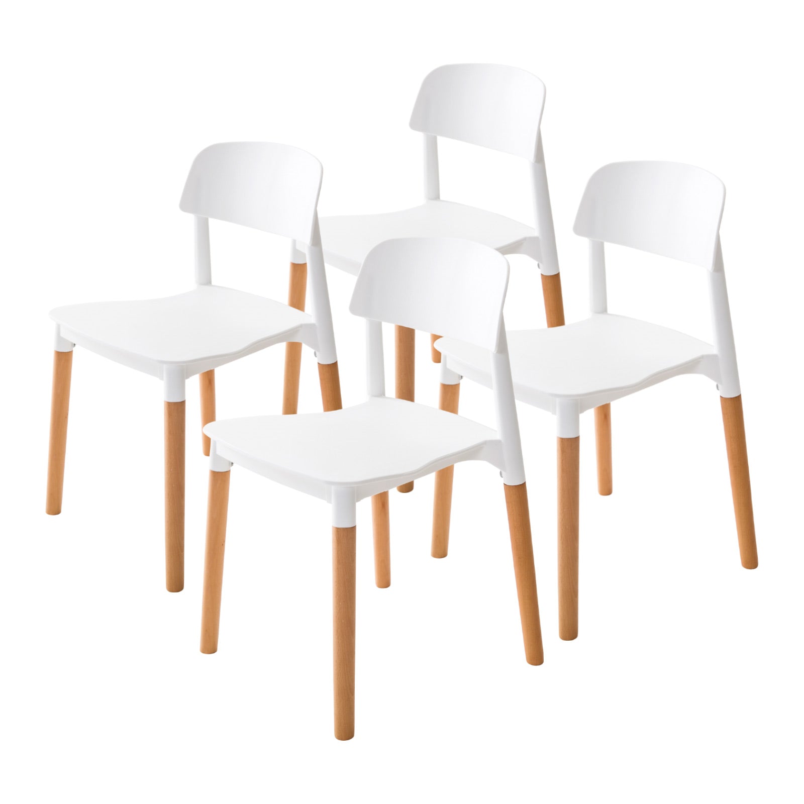 Set of 4 Set Retro Belloch Stackable Dining Cafe Chair - White Homecoze