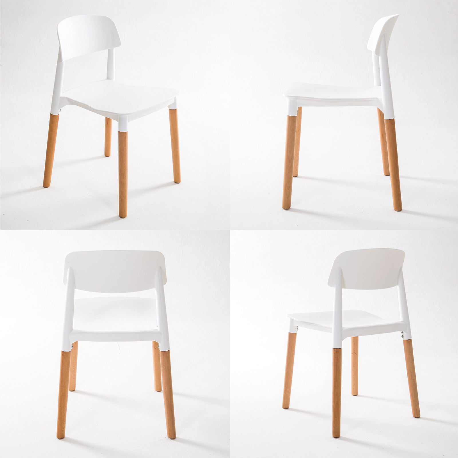 Set of 4 Set Retro Belloch Stackable Dining Cafe Chair - White Homecoze