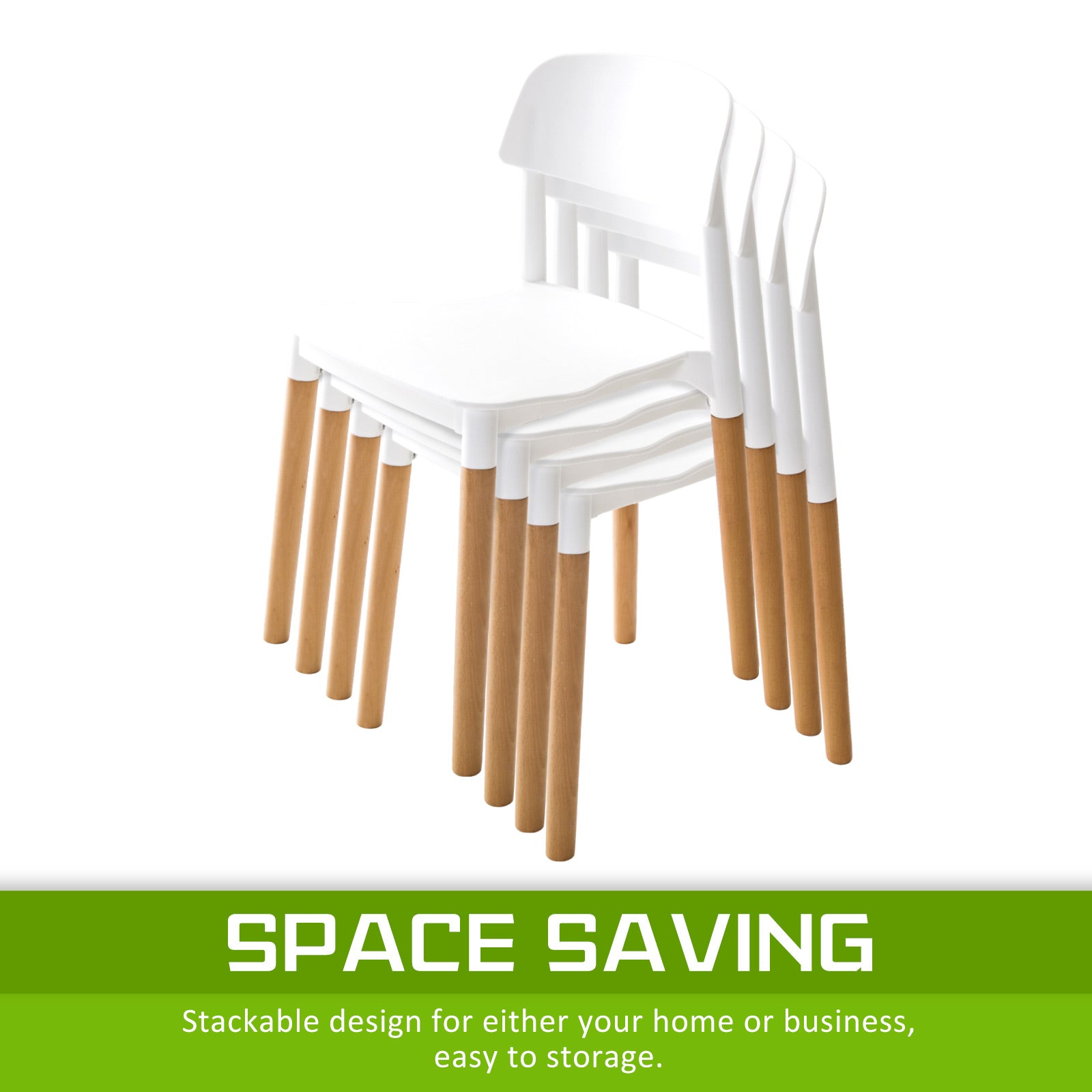 Set of 4 Set Retro Belloch Stackable Dining Cafe Chair - White Homecoze