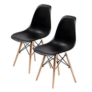 Set of 2 Retro Dining Café Chair DSW Plastic - Black Homecoze