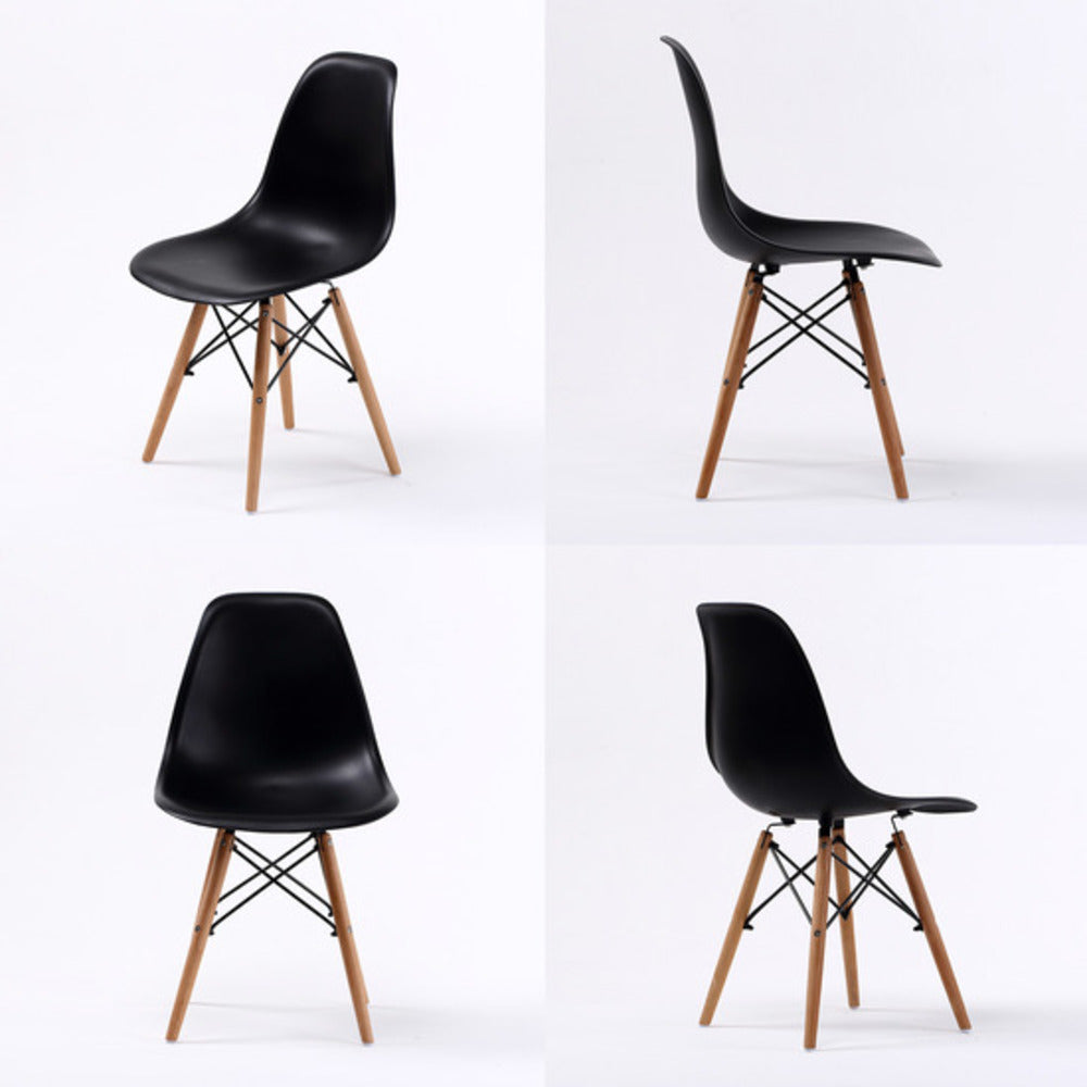 Set of 2 Retro Dining Café Chair DSW Plastic - Black Homecoze