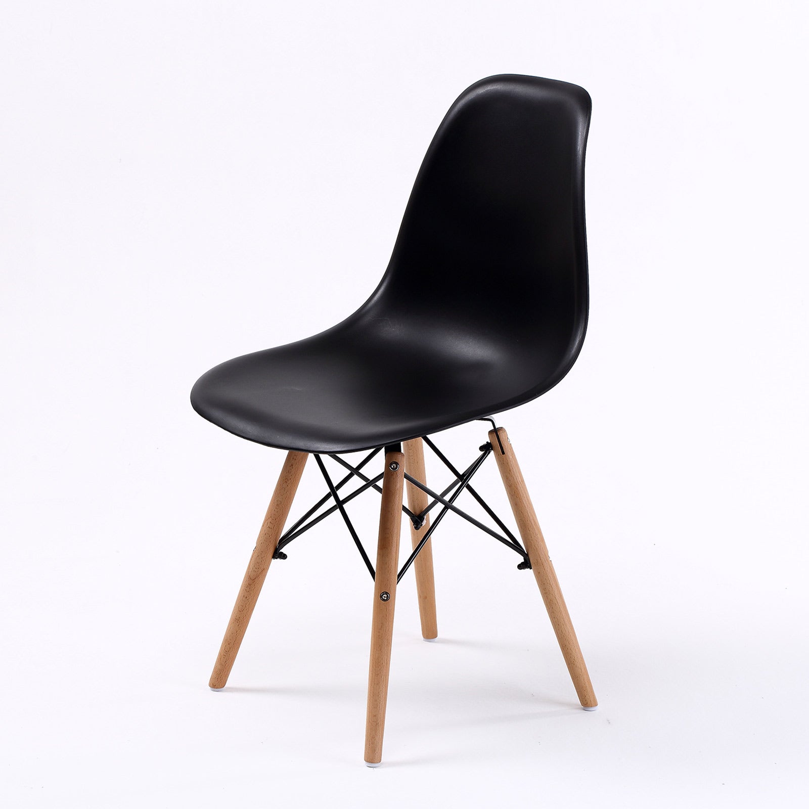 Set of 2 Retro Dining Café Chair DSW Plastic - Black Homecoze