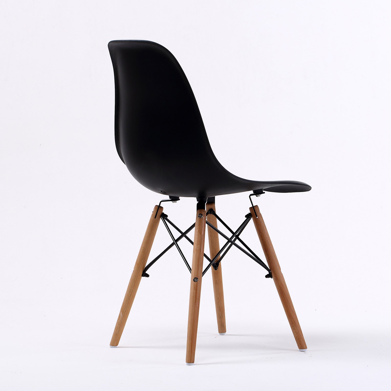 Set of 2 Retro Dining Café Chair DSW Plastic - Black Homecoze