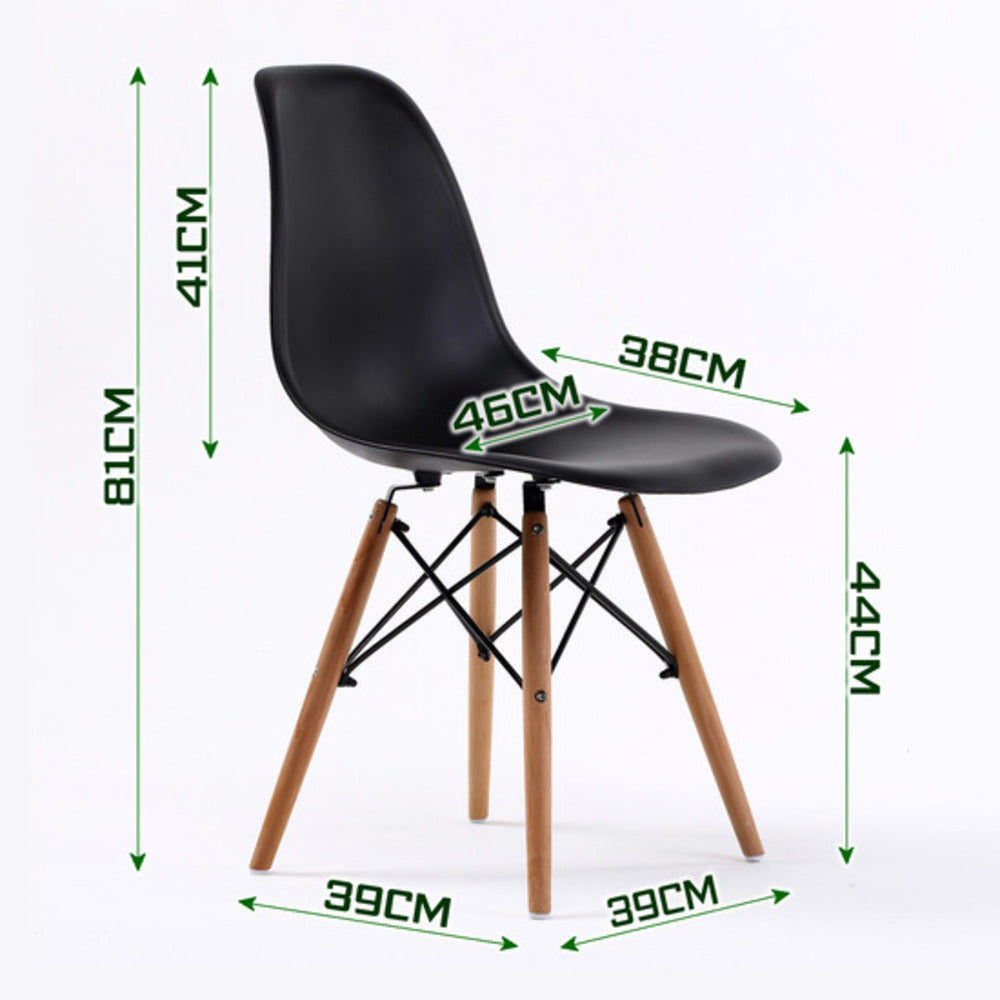 Set of 2 Retro Dining Café Chair DSW Plastic - Black Homecoze