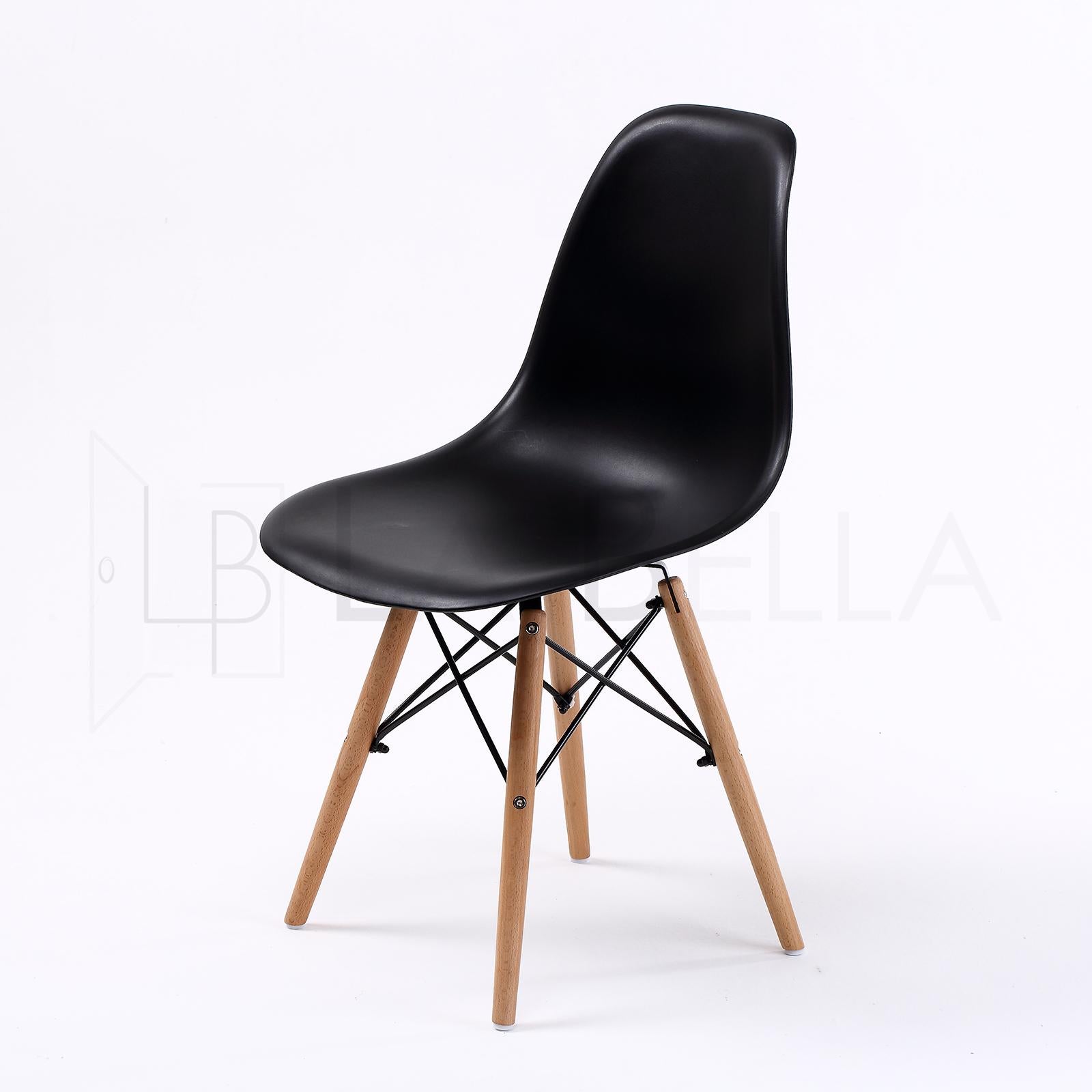 Set of 4 Retro Dining Café Chair DSW Plastic - Black Homecoze