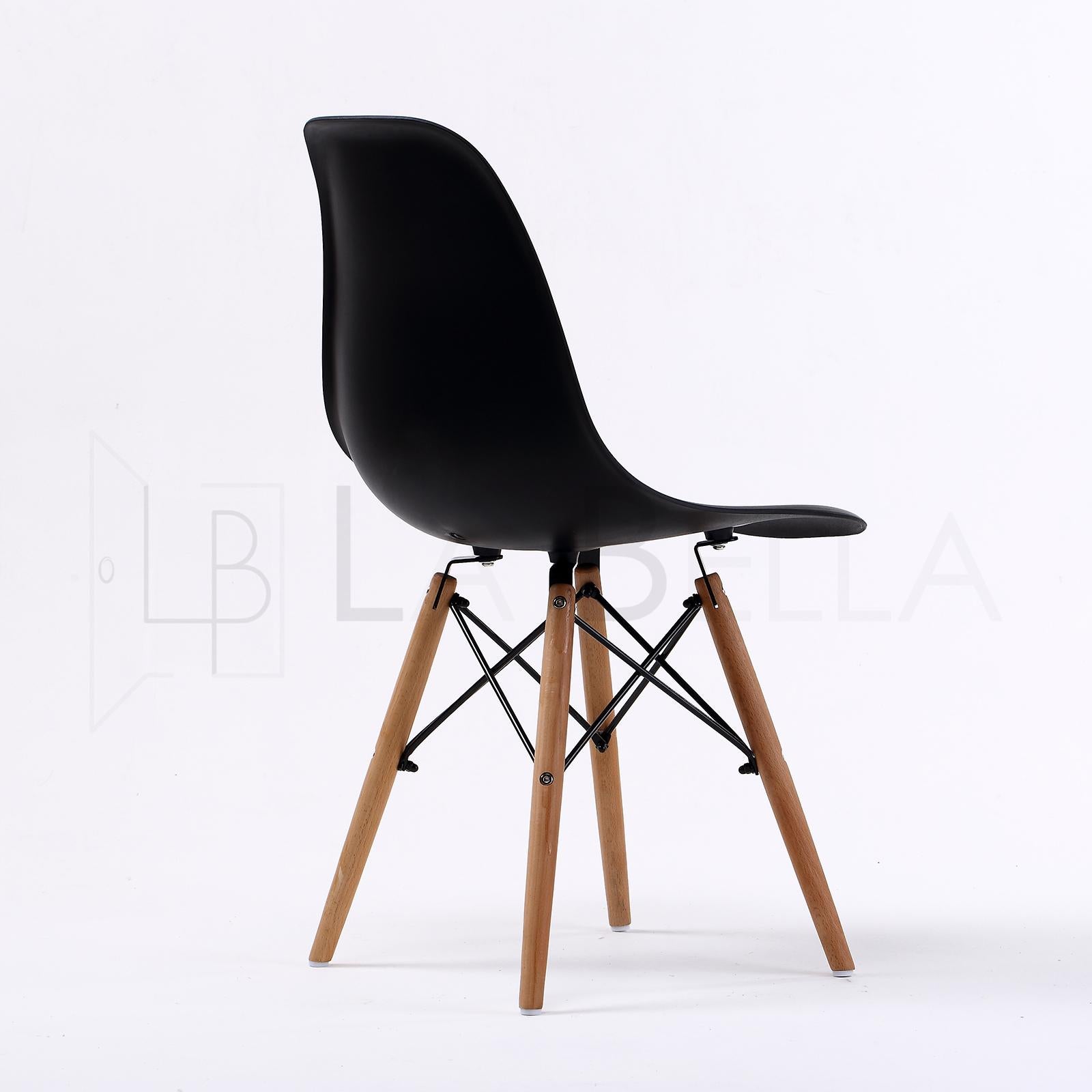 Set of 4 Retro Dining Café Chair DSW Plastic - Black Homecoze