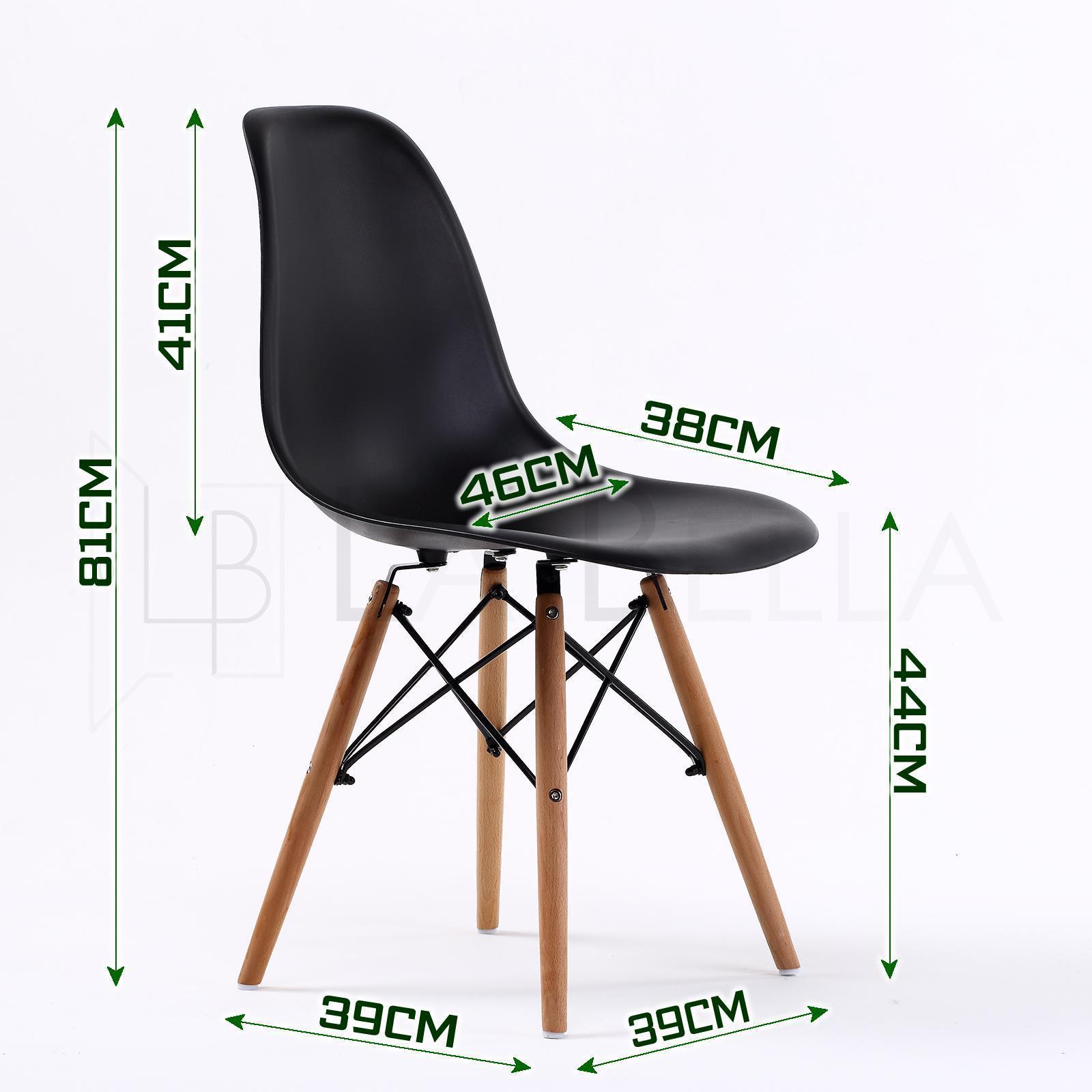 Set of 4 Retro Dining Café Chair DSW Plastic - Black Homecoze