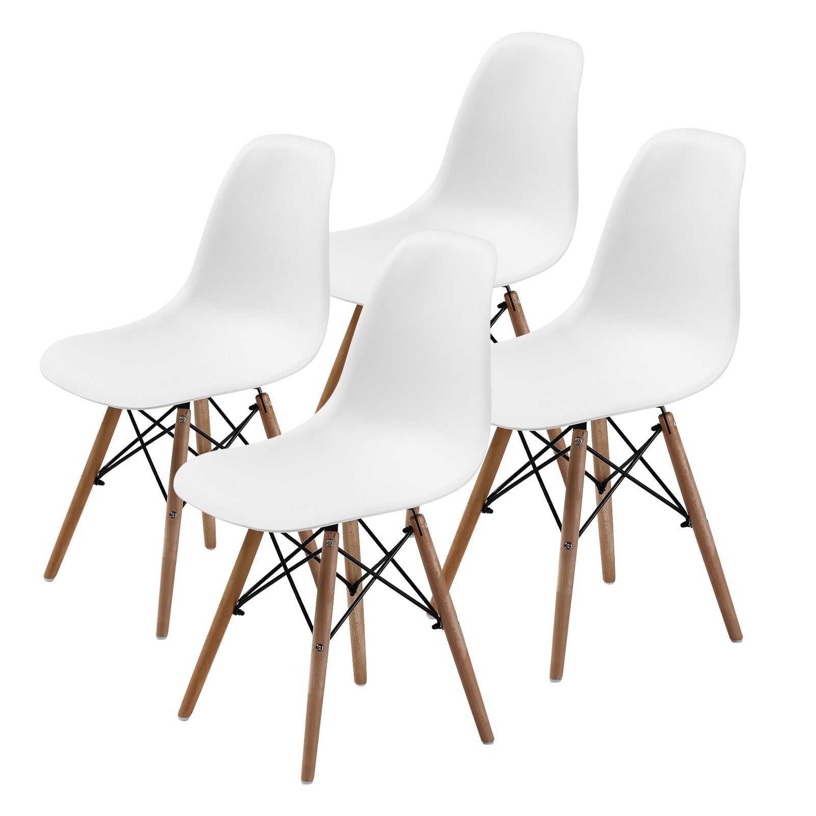 Set of 4 Retro Dining Café Chair DSW Plastic - White Homecoze