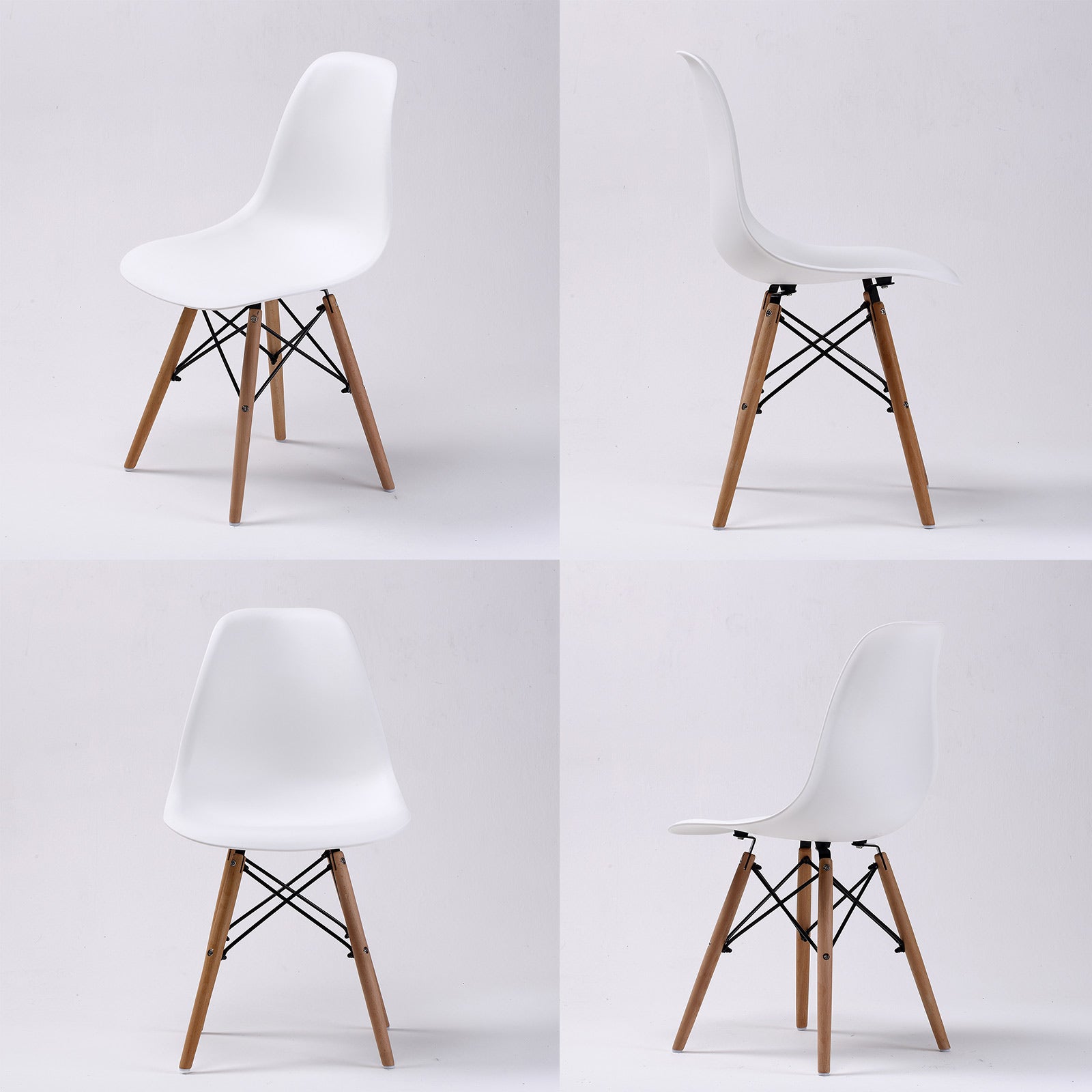 Set of 4 Retro Dining Café Chair DSW Plastic - White Homecoze