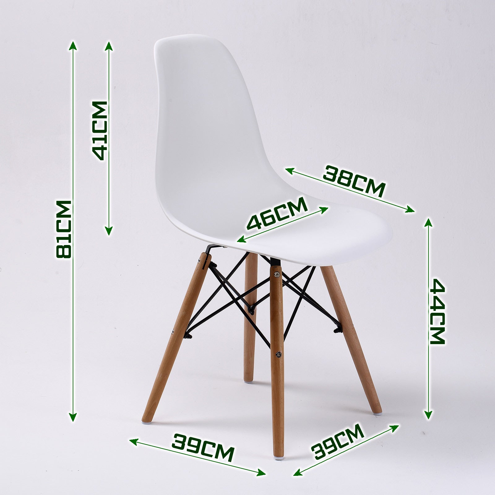 Set of 4 Retro Dining Café Chair DSW Plastic - White Homecoze