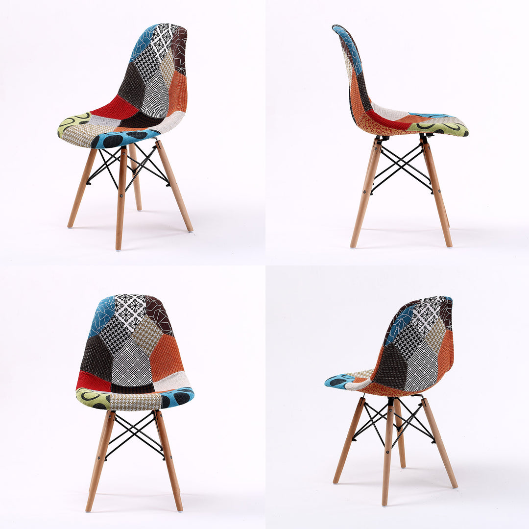 Set of 2 Retro Dining Café Chairs with Padded Seat - Multi Pattern Homecoze