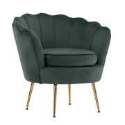Shell Scallop Green Armchair Accent Chair Velvet Homecoze