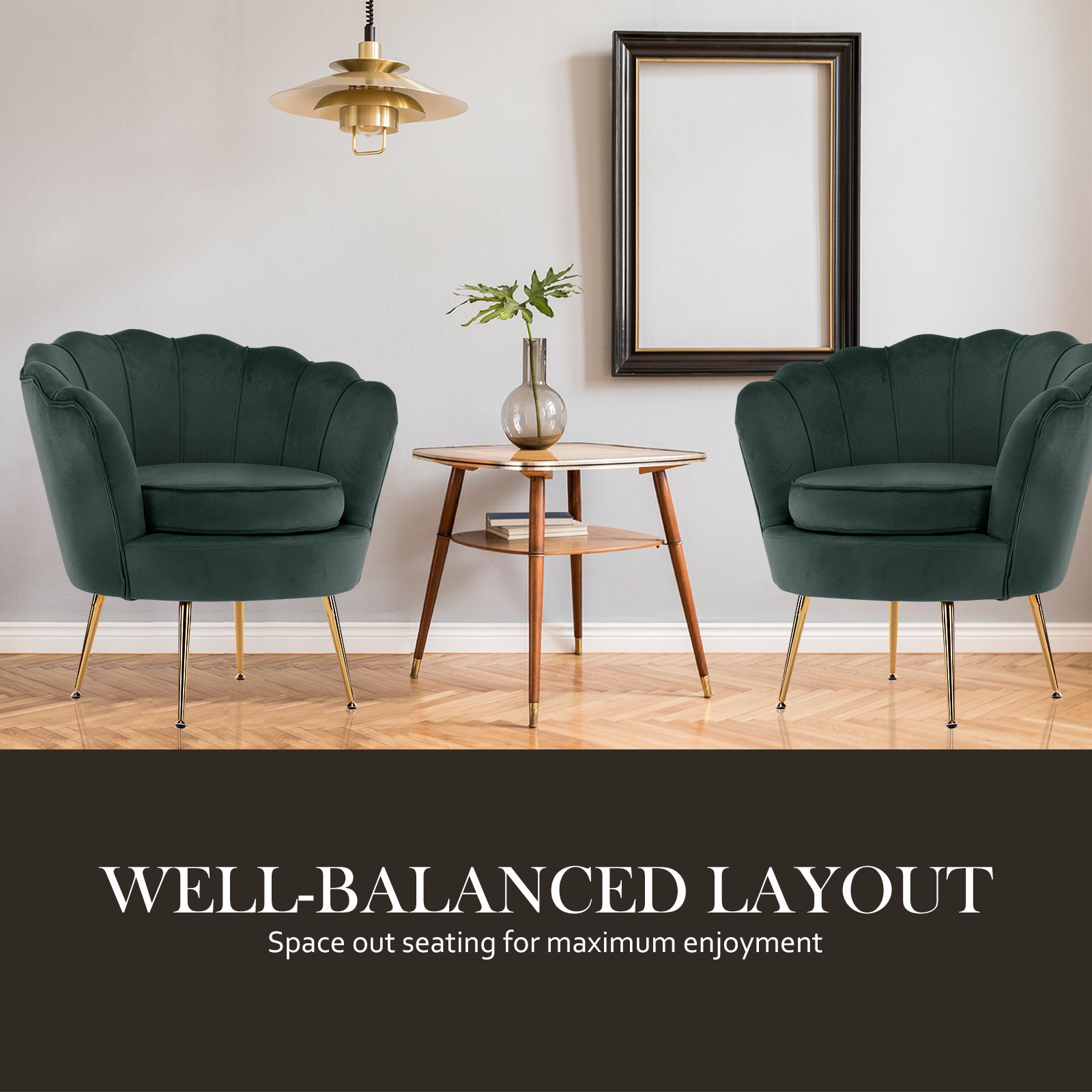 Shell Scallop Green Armchair Accent Chair Velvet Homecoze