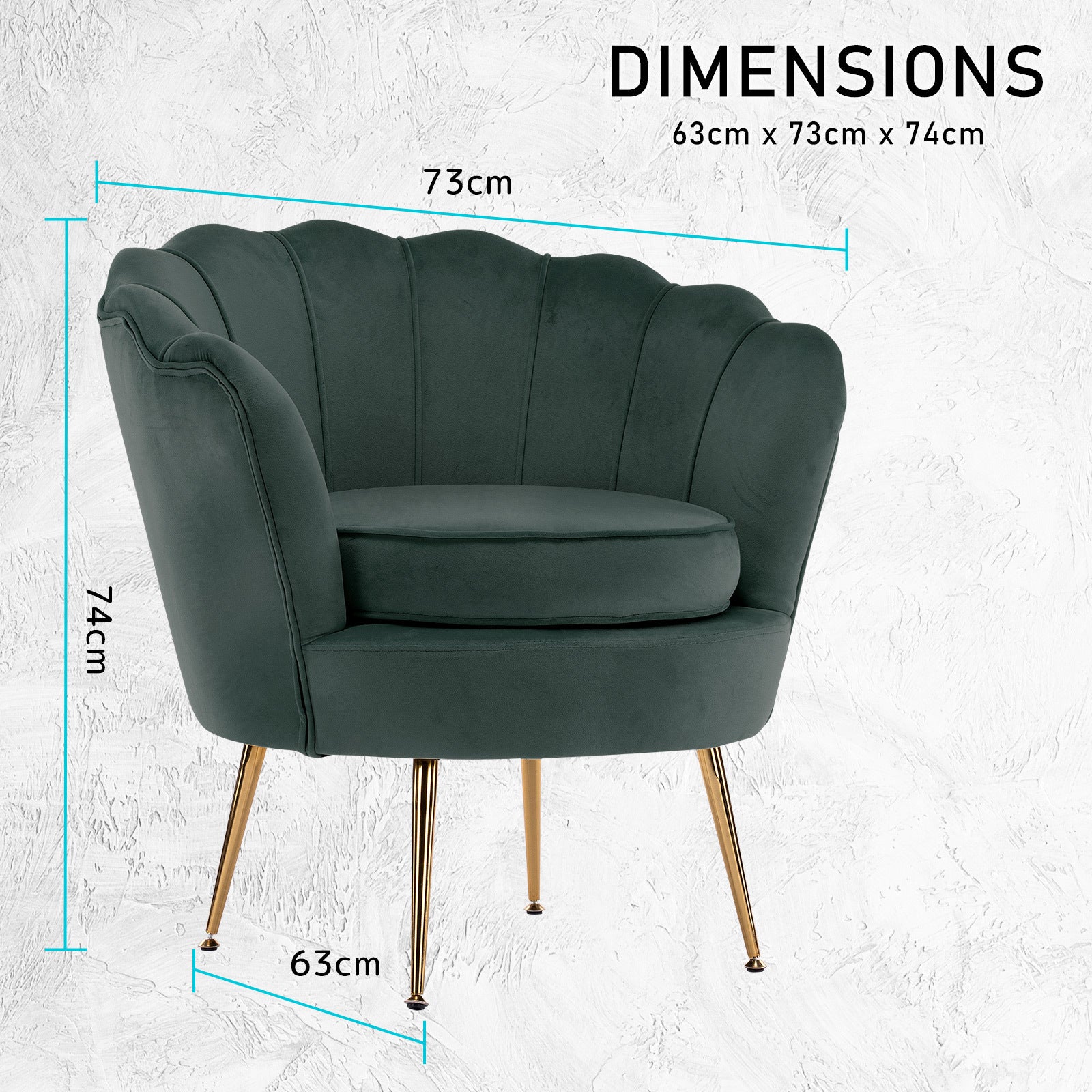 Shell Scallop Green Armchair Accent Chair Velvet Homecoze
