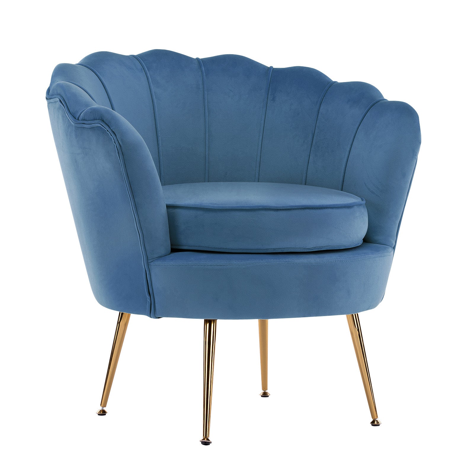 Shell Scallop Navy Blue Armchair Accent Chair Velvet Homecoze