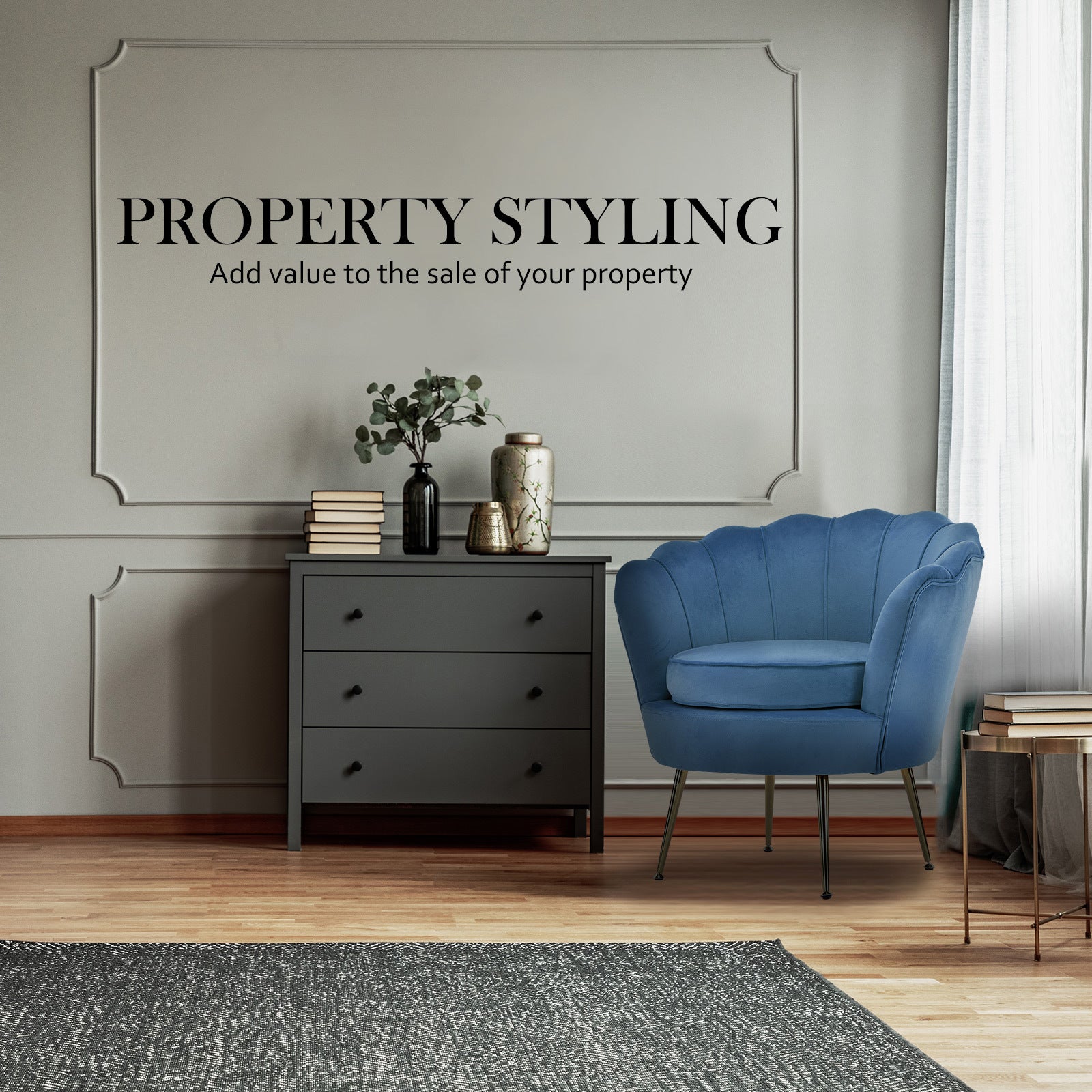 Shell Scallop Navy Blue Armchair Accent Chair Velvet Homecoze