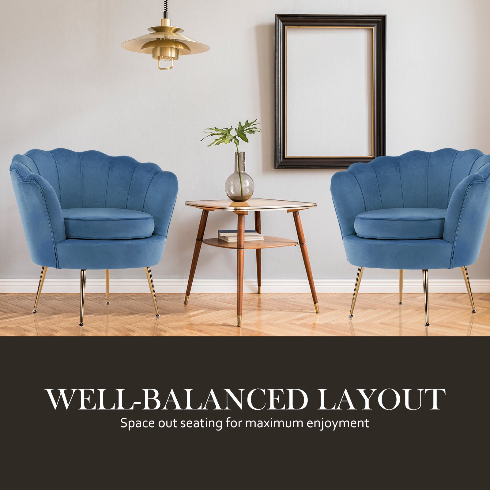 Shell Scallop Navy Blue Armchair Accent Chair Velvet Homecoze